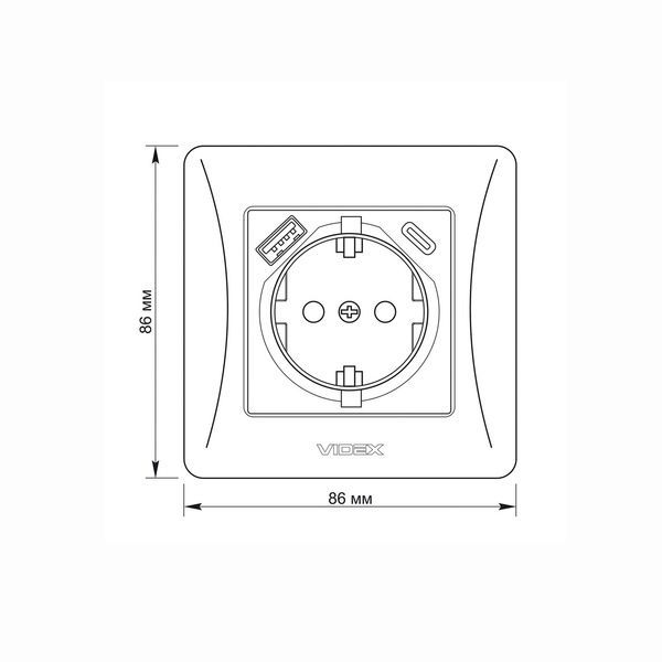 Розетка одинарная с заземлением с USB+USB-C белая VIDEX BINERA VF-BNSK1GUC-W фото