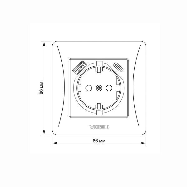 Розетка одинарная с заземлением с USB+USB-C кремовая VIDEX BINERA VF-BNSK1GUC-CR фото