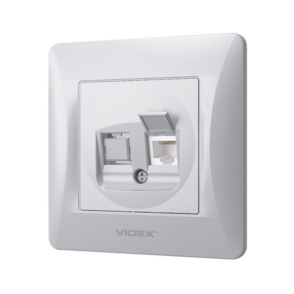 Розетка CAT6 одинарна комп'ютерна срібний шовк VIDEX BINERA VF-BNSK1PC6-SS фото