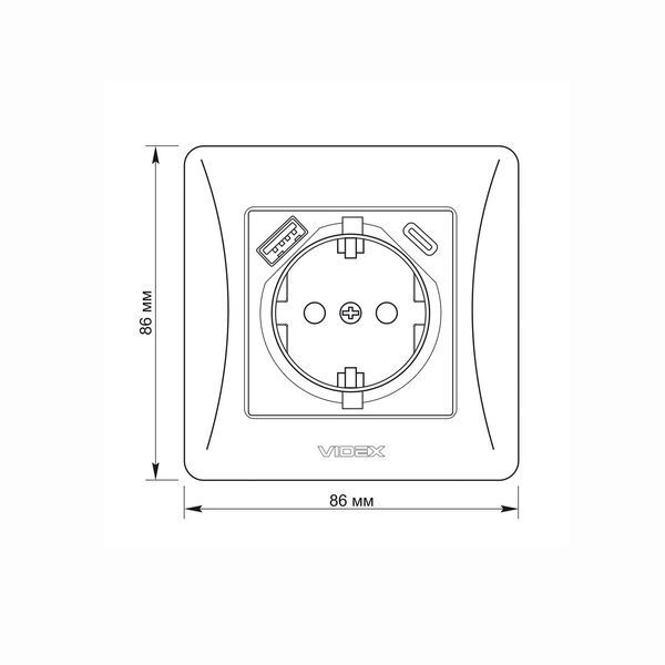 Розетка одинарная с заземлением с USB+USB-C серебристый шёлк VIDEX BINERA VF-BNSK1GUC-SS фото