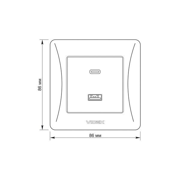 Розетка USB-A + USB-C PD20W чорний графіт VIDEX BINERA VF-BNCHRUC20-BG фото