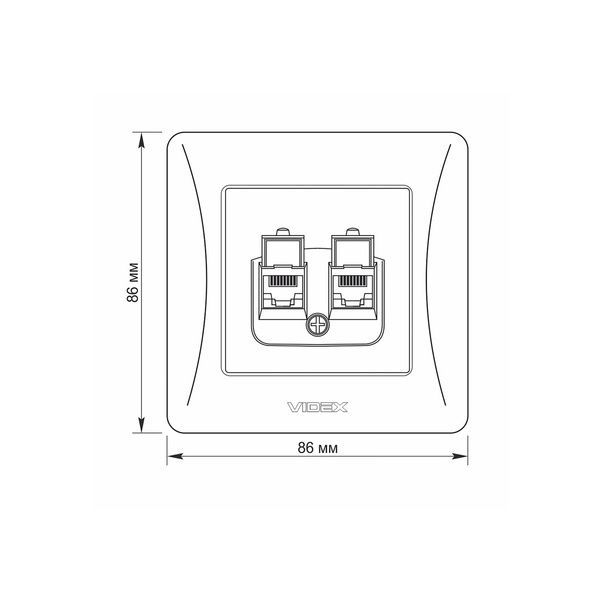 Розетка CAT6+CAT6 подвійна комп'ютерна біла VIDEX BINERA VF-BNSK2PC6-W фото
