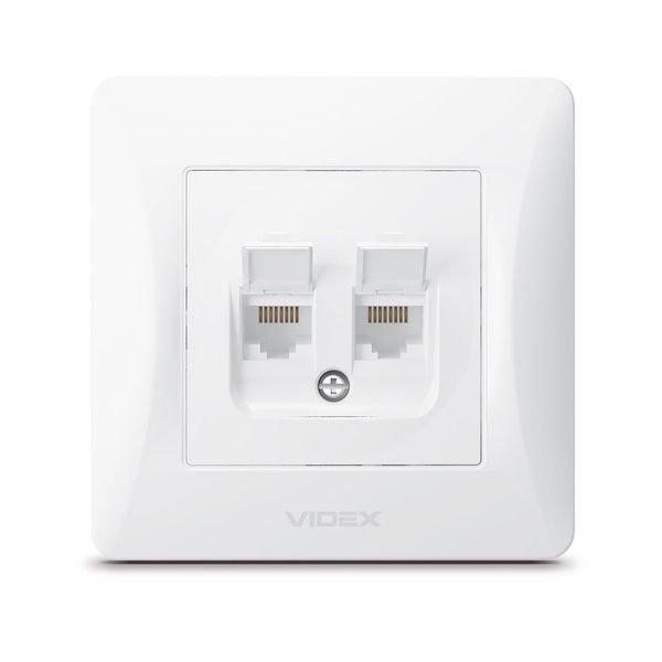 Розетка CAT6+CAT6 подвійна комп'ютерна біла VIDEX BINERA VF-BNSK2PC6-W фото
