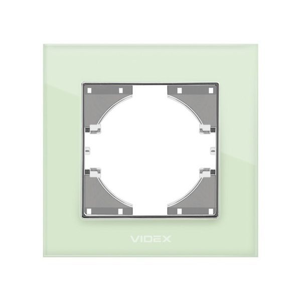 Рамка зелёное стекло одинарная горизонтальная VIDEX BINERA VF-BNFRG1H-GR фото