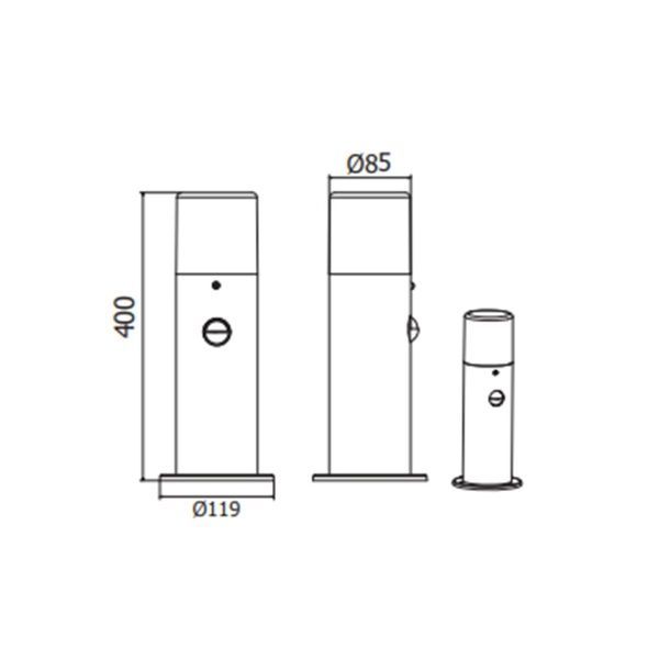 Светильник садовый с датчиком движения GTV CORTA-P PIR 40, E27, MAX.25W, IP44, столбик, графит (OS-CORP40P-30) OS-CORP40P-30 фото