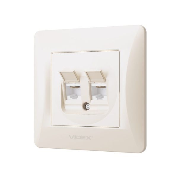 Розетка CAT6+CAT6 компьютерная двойная кремовая VIDEX BINERA VF-BNSK2PC6-CR фото
