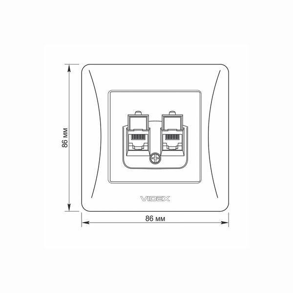 Розетка CAT6+CAT6 комп'ютерна подвійна чорний графіт VIDEX BINERA VF-BNSK2PC6-BG фото