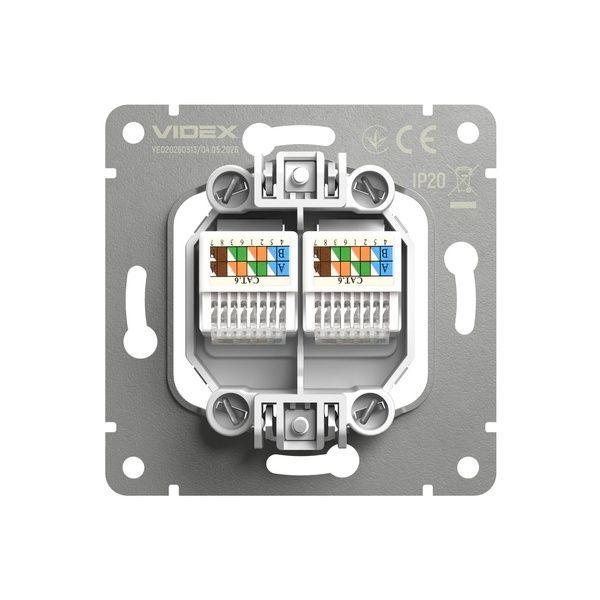 Розетка CAT6e двойная компьютерная белая матовая VIDEX NOTA VF-NT-SK2PC6-WH фото