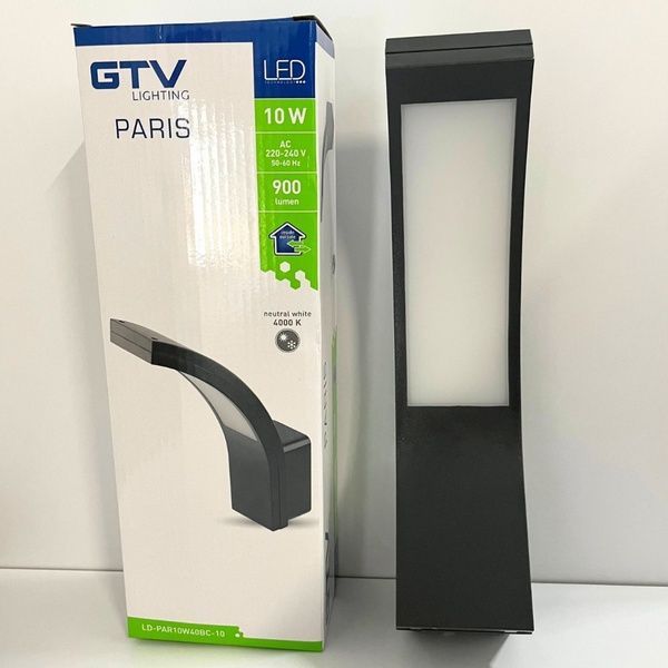 Світильник 10W настінний фасадний світлодіодний GTV PARIS LED, IP54, 140&deg;, 4000K, сірий (LD-PAR10W40BC-10) LD-PAR10W40BC-10 фото