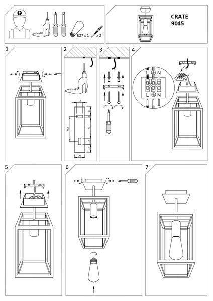 Люстра CRATE, чорний (25Вт, 150мм) ND-9045 фото