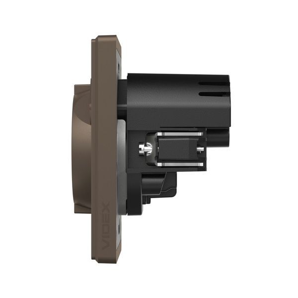 Розетка одинарна із заземленням USB-A+C 20W мокко VIDEX NOTA VF-NT-SK1GUC-BR фото