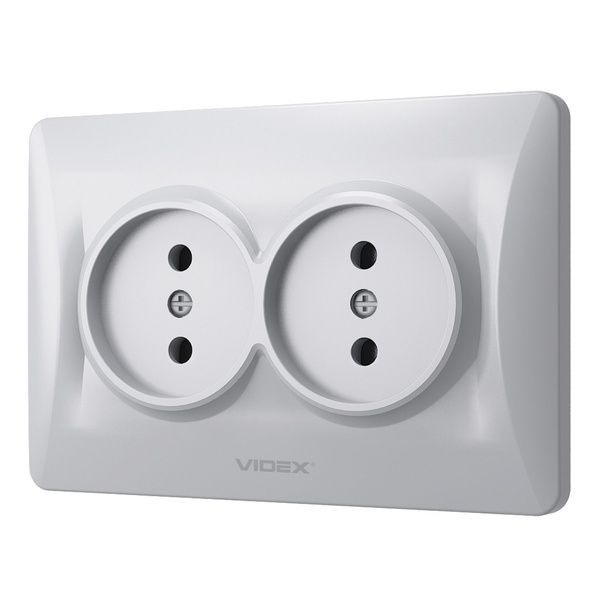 Розетка подвійна срібний шовк VIDEX BINERA VF-BNSK2-SS фото