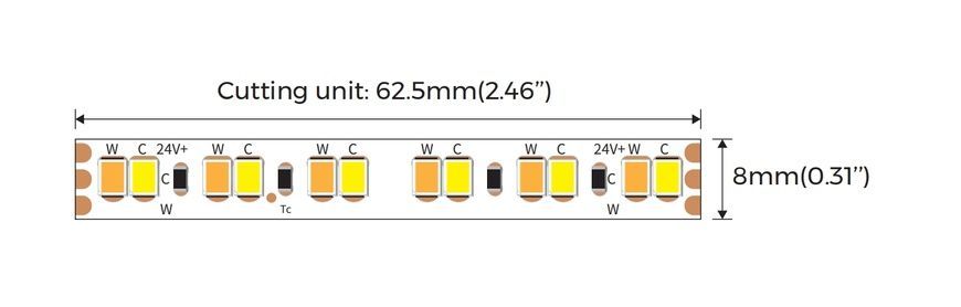 LED стрічка OLEDIM PS-2835-192-IP20-19.2W-2700+6500K-24V 7771283 фото