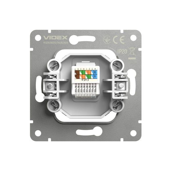 Розетка CAT6e одинарна комп'ютерна вугільно-чорна VIDEX NOTA VF-NT-SK1PC6-BL фото