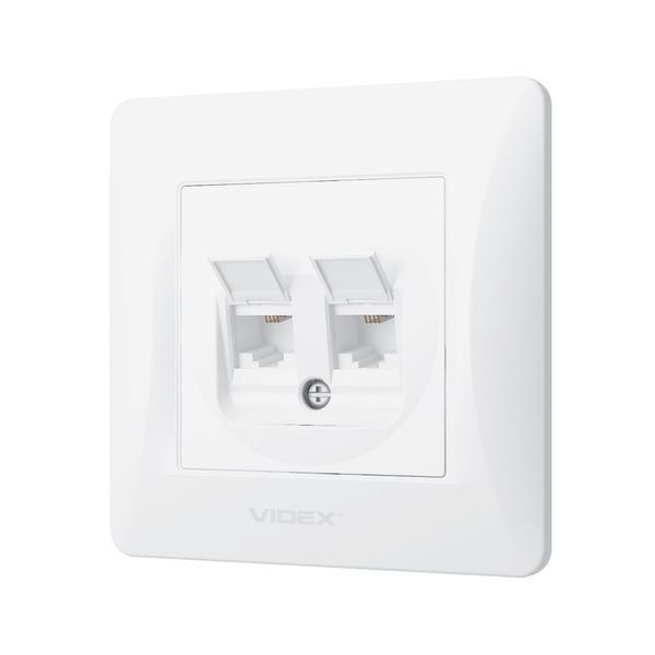 Розетка CAT3+CAT3 двойная телефонная белая VIDEX BINERA VF-BNSK2TF3-W фото