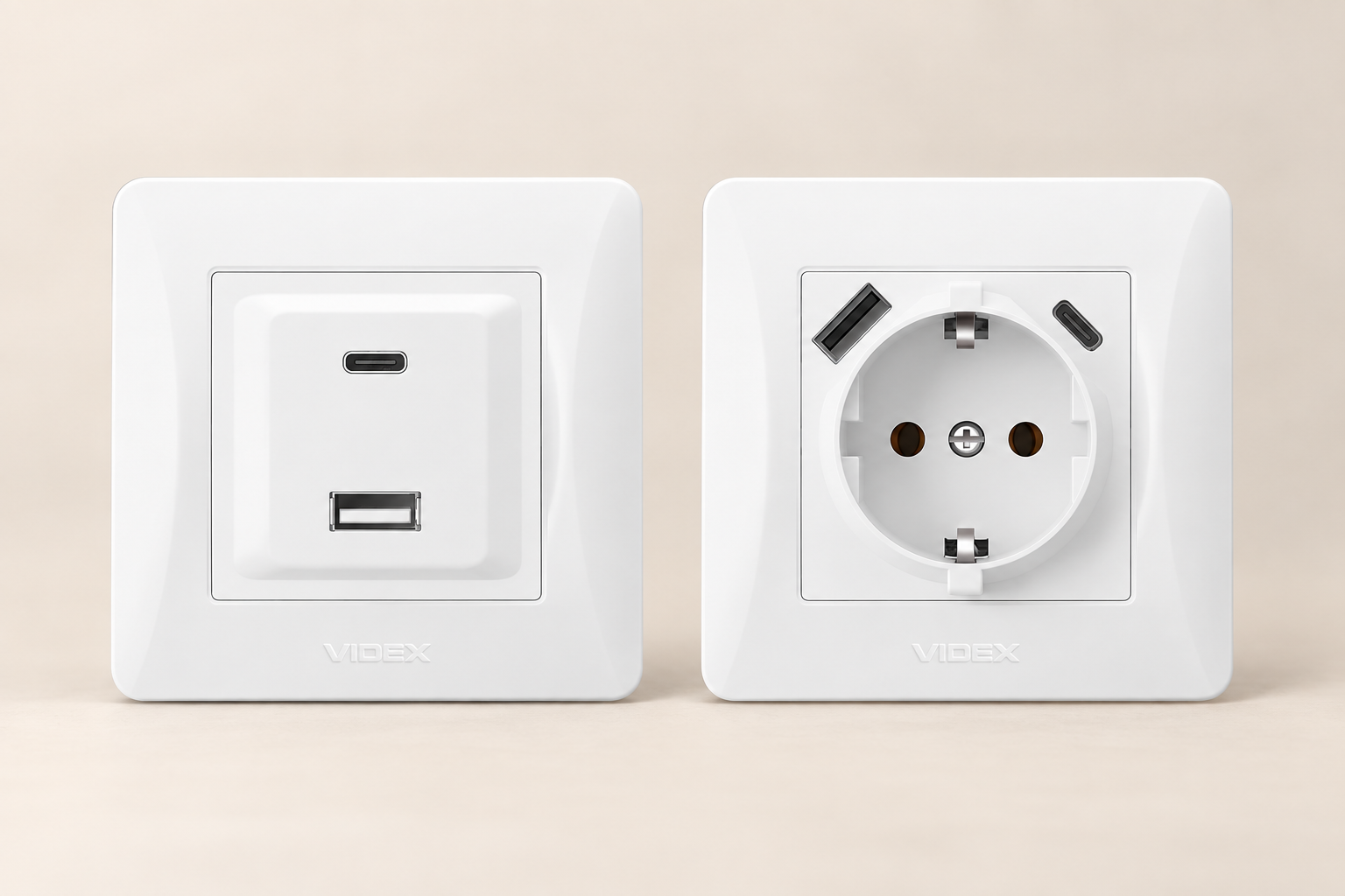 Окремий зарядний модуль і комбінована розетка з USB-портами