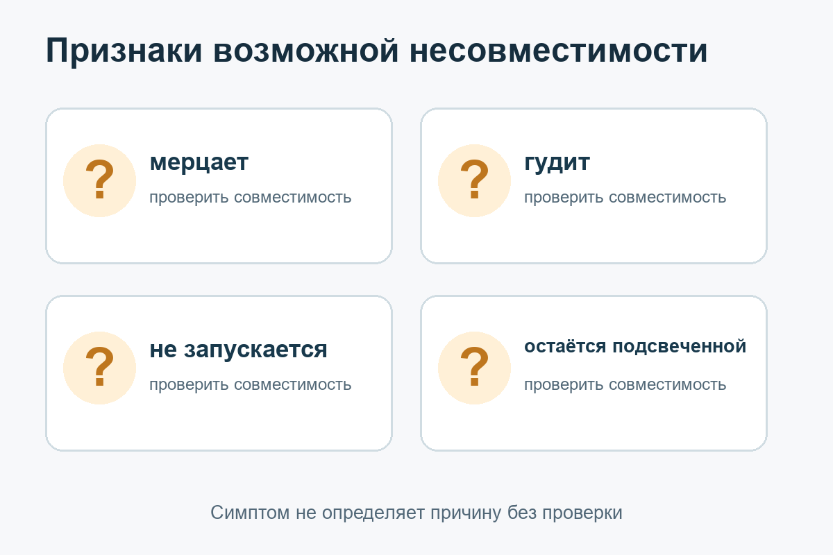 Четыре симптома возможной несовместимости диммера и LED-лампы